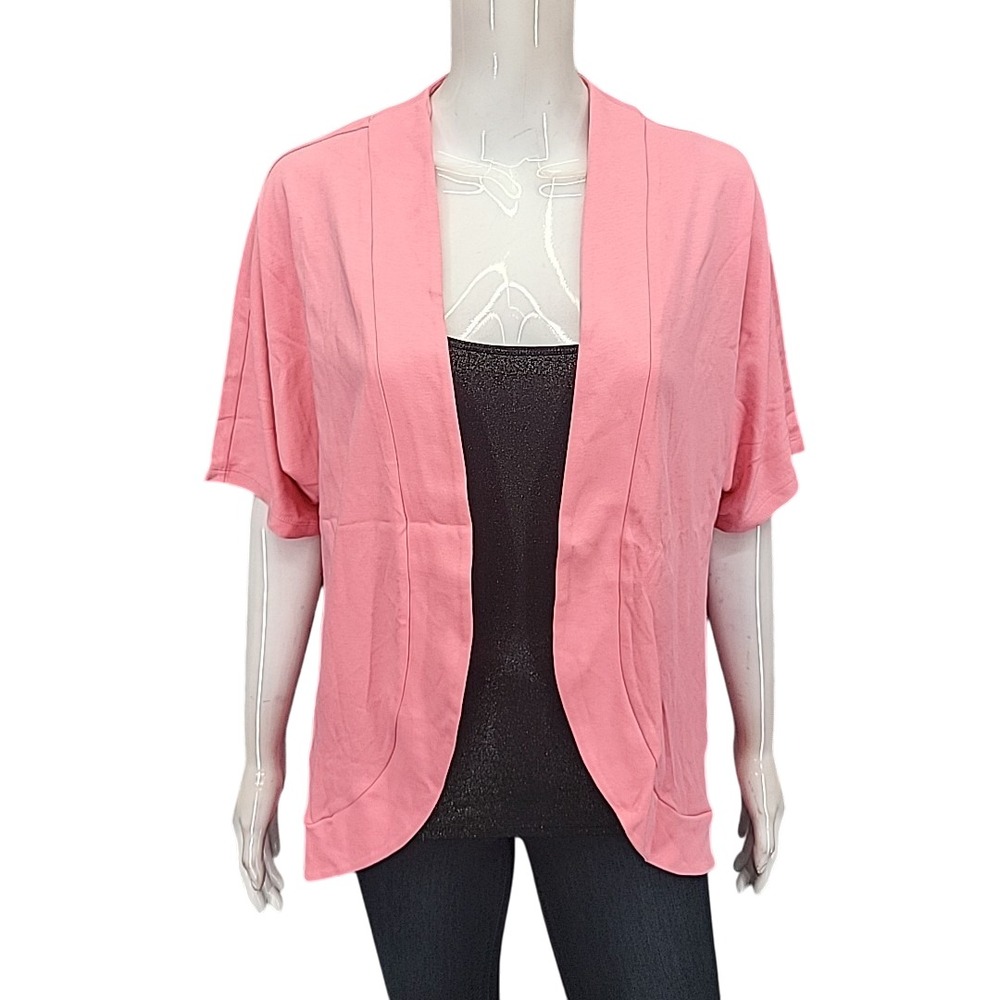 Isaac Mizrahi Live Women's Pink Pima Cotton Open Cardigan Size X-Small
